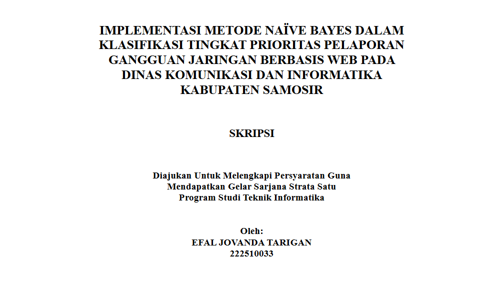 Sistem Pelaporan Gangguan Jaringan DISKOMINFO Samosir
